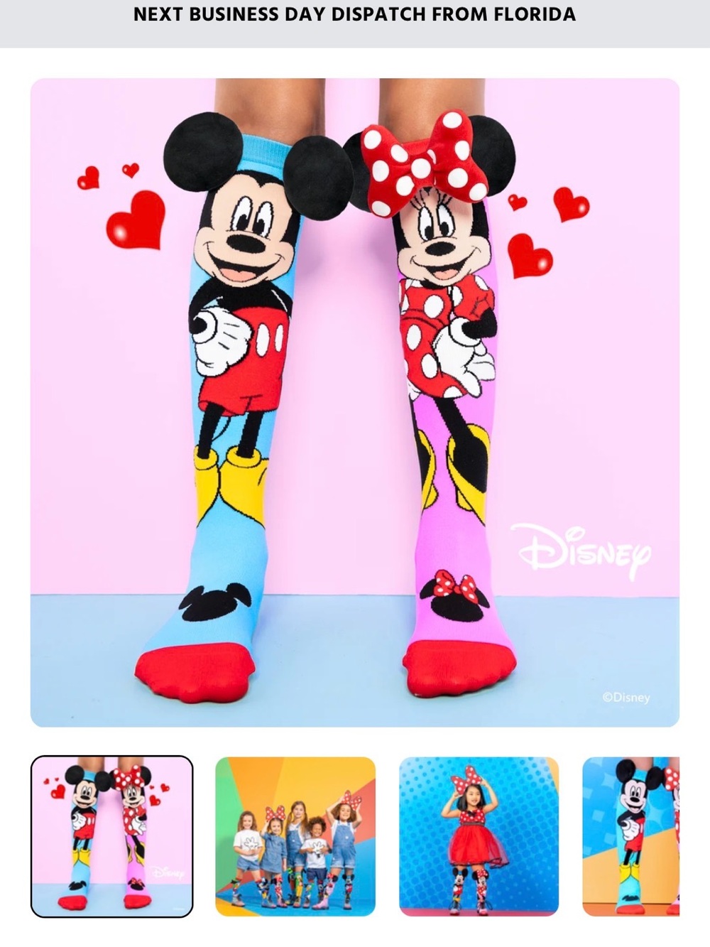 Disney Mickey & Minnie Knee-High Socks - Blue & Pink with Red Accents